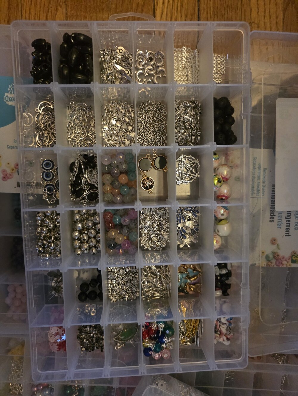 8 Trays Of Beads - GEMSTONES INCLUDED! Lots Of Moonstone